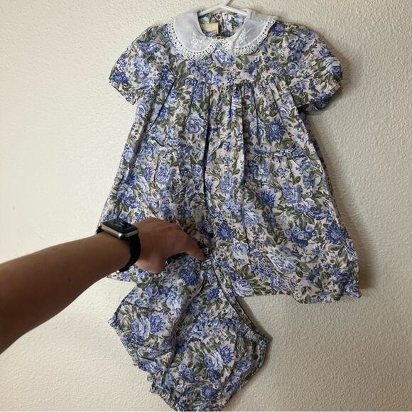 Laura Ashley | Vintage Mother & Child Collection Blue Floral dress w bloomers 6M - Picture 1 of 8